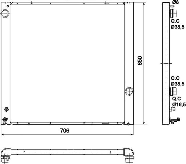 Радиатор охлаждения двигателя NRF (алюминий). Артикул 53099