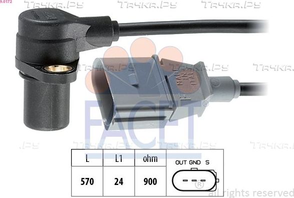 Датчик положения коленвала Facet Made in Italy - OE Equivalent для Audi A6 II (C5) 1997-2005. Артикул 9.0172