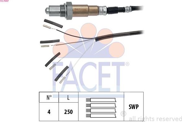 Лямбда-зонд (кислородный датчик) Facet Made in Italy - OE Equivalent для Lancia Voyager 2011-2014. Артикул 10.7007