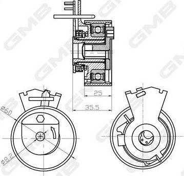 Натяжной ролик (натяжитель) ремня ГРМ GMB для Fiat Fiorino III 2007-2026. Артикул GTB0110