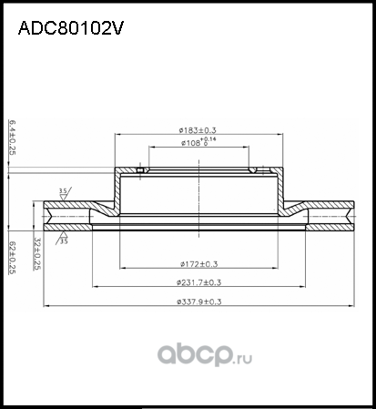Диск тормозной TOYOTA Land Cruiser Prado (J150) (10-) передний (1шт.) ALLIED NIP (Allied Nippon). Артикул ADC80102V