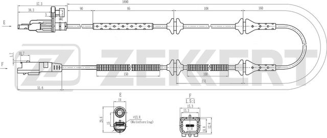 Датчик ABS Zekkert задний передний/задний правый/левый для Peugeot 407 2004-2007. Артикул SE-6218