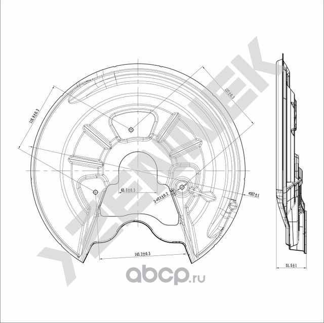 Защита тормозного диска задняя правая VW TOURAN 03-10, VW JETTA 04-13 (Zennek). Артикул DCD0266