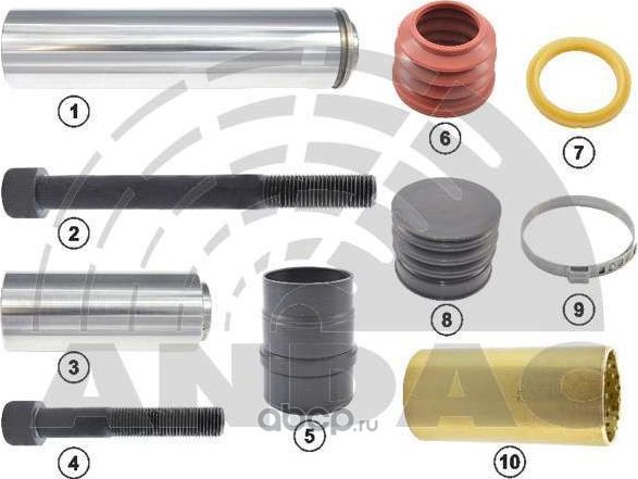 0810 10172_р/к диcкового тормоза!(мр)направл.d36x145m/d34x80mm, втулка, пыльники (Andac). Артикул 081010172