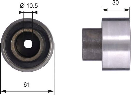 Направляющий (ведущий) ролик ремня ГРМ Gates (Металл). Артикул T42053