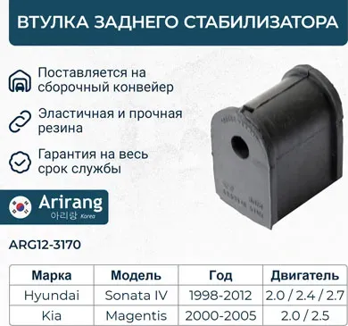 Втулка стабилизатора заднего/5557738600//ARIRANG Arirang. Артикул ARG123170