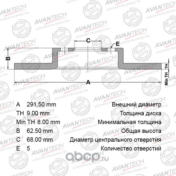 Диск тормозной задний (Avantech). Артикул BR0211S