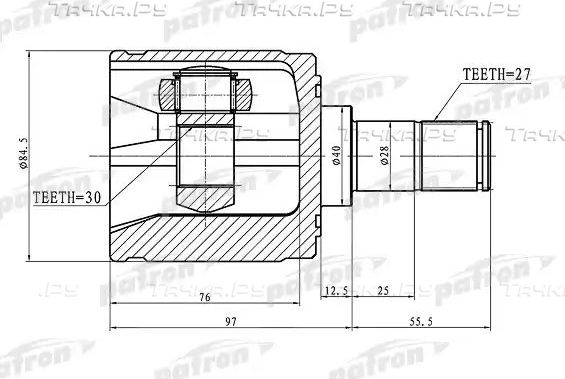 Шрус внутренний (граната) Patron передний правый для Honda Accord VII 2003-2008. Артикул PCV1340