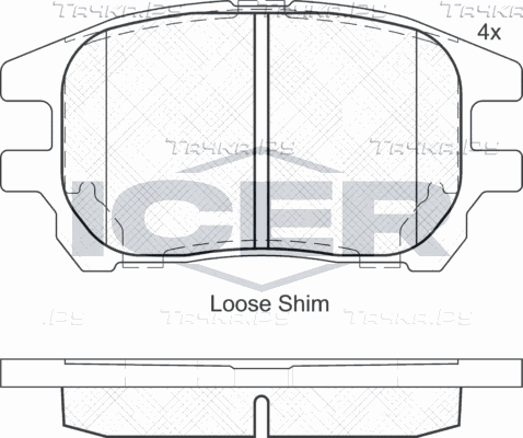 Тормозные колодки Icer передние для Toyota Harrier I (XU10) 1998-2003. Артикул 182107