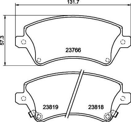 Тормозные колодки Nisshinbo передние для Toyota Corolla E120, E130 2001-2008. Артикул NP1049