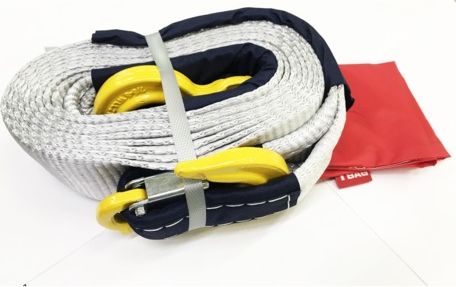 Ремень буксировочный эластичный Tplus 8 т 5 м серия Туризм, Крюк/Крюк (с мешком для хранения). Артикул T018209