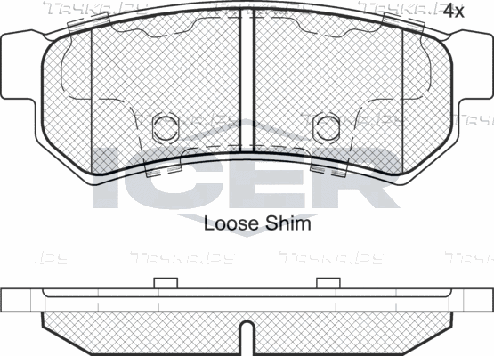 Тормозные колодки Icer задние для Chevrolet Lacetti 2003-2013. Артикул 182058