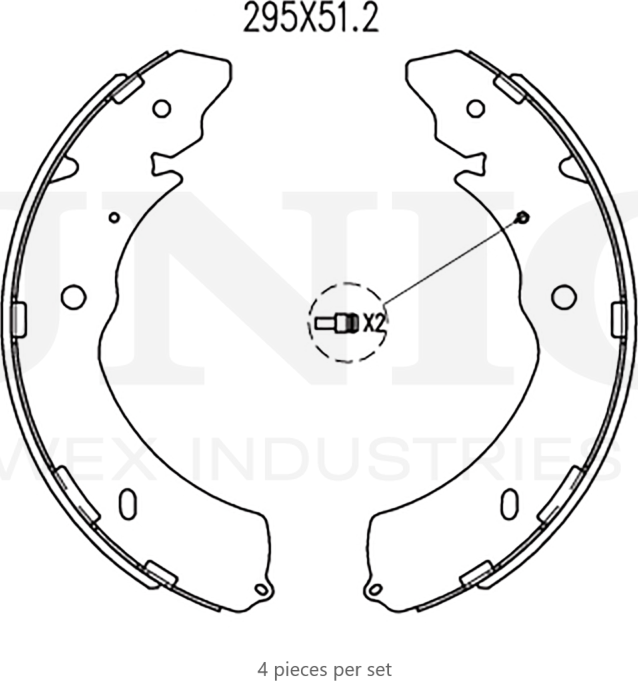 Колодки тормозные барабанные, комплект (Unio). Артикул BRP-10010
