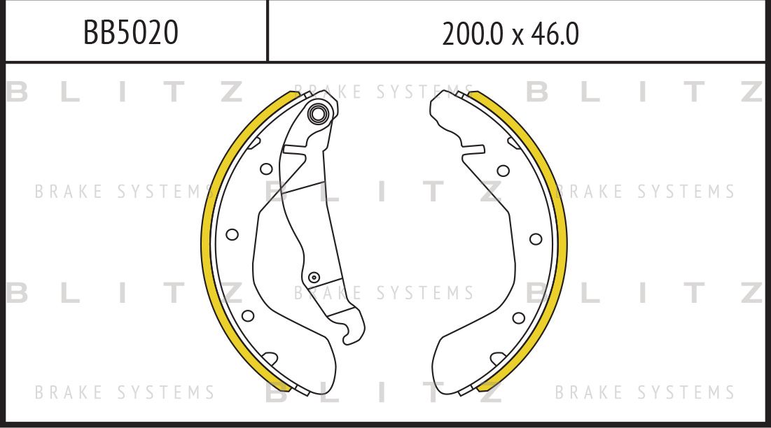 Колодки тормозные барабанные задние CHEVROLET EPICA, LACETTI, LANOS, NUBIRA 2005 (Blitz). Артикул BB5020