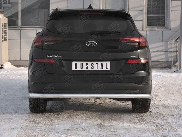 Защита RusStal заднего бампера d63 секции для Hyundai Tucson III рестайлинг 2018-2026. Артикул HTZ-003106