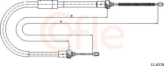Трос ручника (тросик ручного тормоза) Cofle задний левый для Renault Clio III 2005-2014. Артикул 11.6574