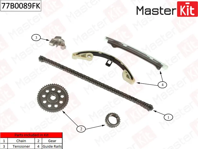 77B0089FK Комплект цепи ГРМ Honda Jazz/Civic 1.3i L13 05- (Master KIT). Артикул 77b0089fk