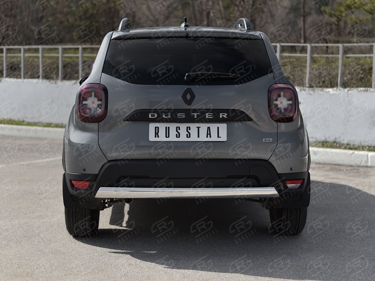 Защита RusStal заднего бампера d75х42 (дуга) для Renault Duster II 2021-2026. Артикул RDZ-003808