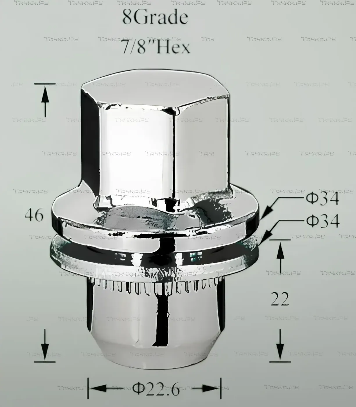 Гайка колесная M14x1,5x46, несъемная шайба, кл.22, закрытая, хром для а/м Land Rover (ASCR014) (Airline). Артикул ASCR014