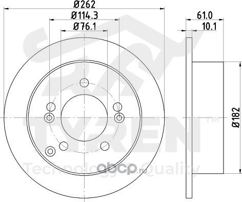 Тормозной диск (Tyren). Артикул TYR1015661