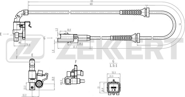 Датчик ABS Zekkert задний передний/задний для Peugeot 308 I 2007-2014. Артикул SE-6219