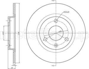 Тормозной диск Metelli передний для Citroen Saxo 1996-2003. Артикул 23-0153