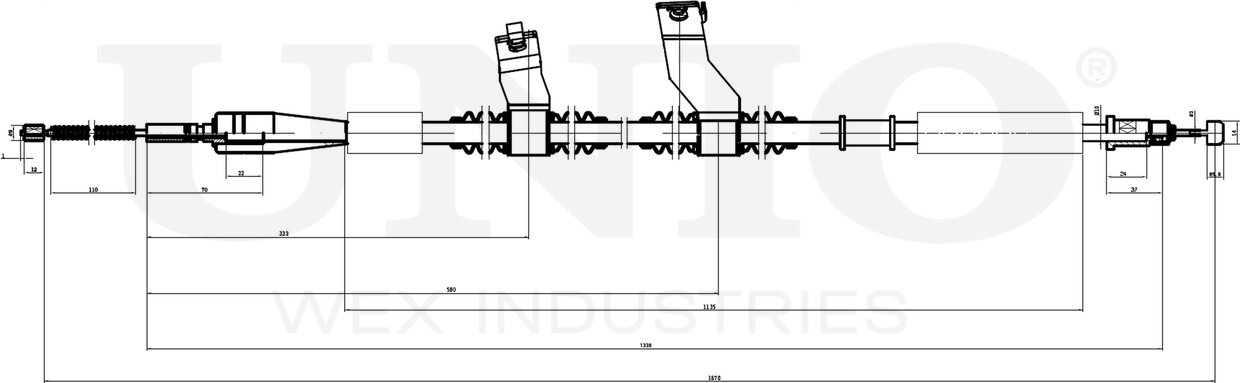 Трос стояночного тормоза задний правый (Unio). Артикул CAB-60002