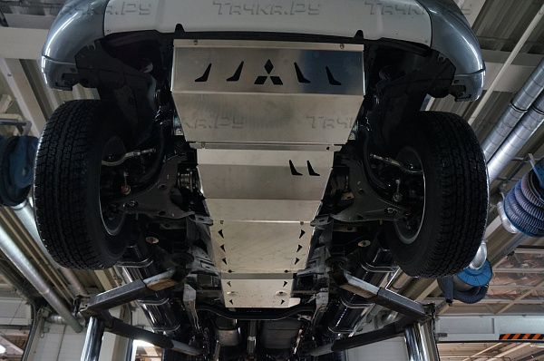 Защита алюминиевая АВС-Дизайн для картера, радиатора, РК и КПП Mitsubishi L200 V 2015-2026 (4 части). Артикул 14.23ABC