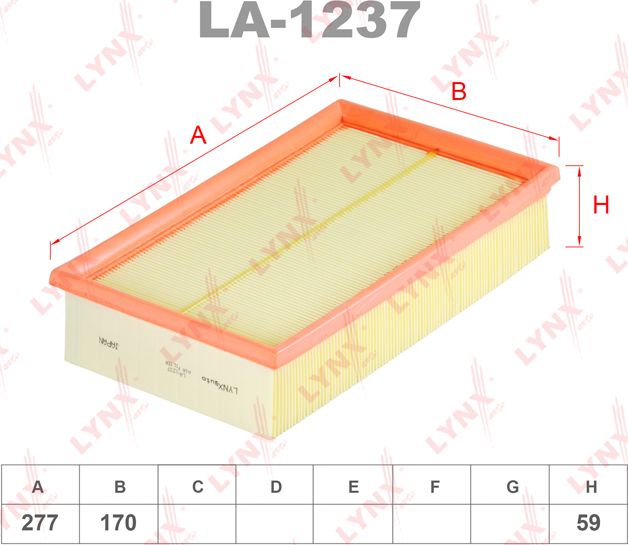 Воздушный фильтр LYNXauto. Артикул LA-1237