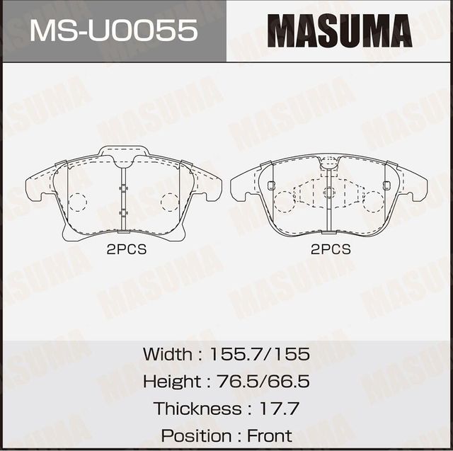 Колодки тормозные дисковые (Masuma). Артикул MSU0055