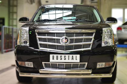 Декоративная защита RusStal переднего бампера d76 (дуга) d76 (дуга) для Cadillac Escalade III 2007-2014. Артикул KEZ-001687