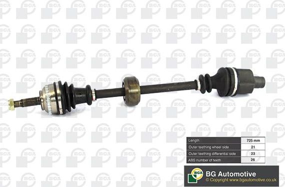 Полуось (привод в сборе, приводной вал) BGA передняя правая для Renault Clio V 2010-2026. Артикул DS7301RA