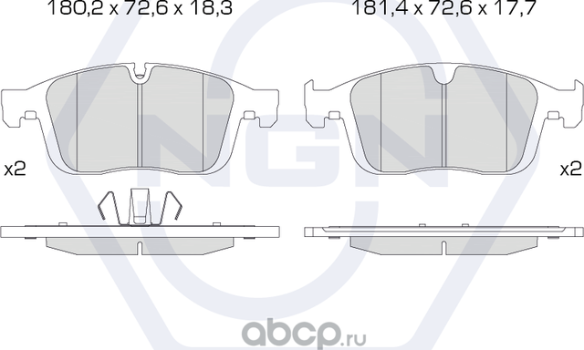 Колодки тормозные керамические, передние (NGN). Артикул 3502590