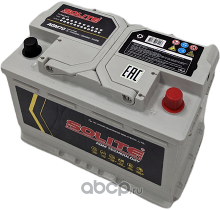 SOLITE Аккумуляторная батарея 6СТ70 277x174x190 AGM70, емкость 70 а/ч, ОП. Артикул AGM70