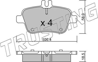 Тормозные колодки Trusting задние для Infiniti Q30 2016-2019. Артикул 982.0