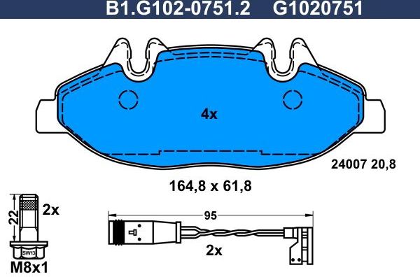 Тормозные колодки Galfer. Артикул B1.G102-0751.2