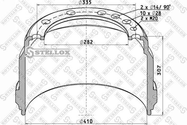 Тормозной барабан Stellox. Артикул 85-00033-SX
