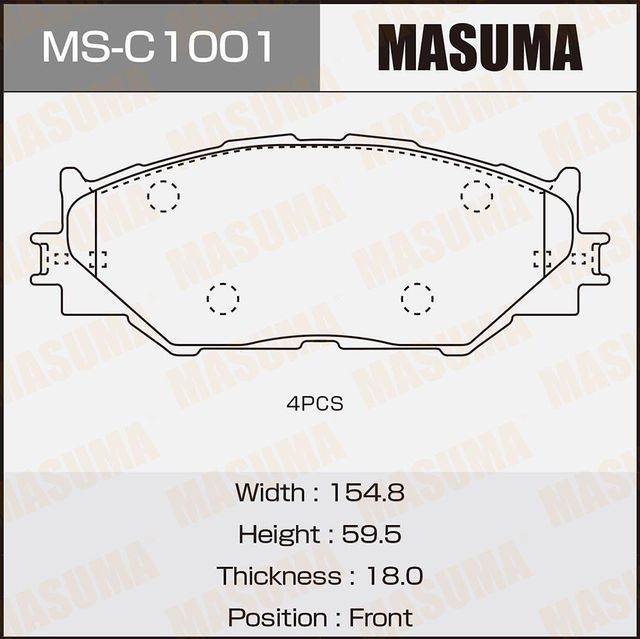 Колодки дисковые MASUMA, AN-8198K, NP1082, P83074 front (1 8) Masuma. Артикул MSC1001