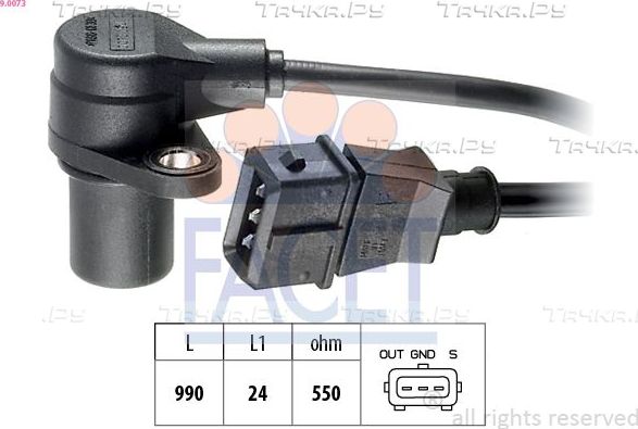 Датчик положения коленвала Facet Made in Italy - OE Equivalent. Артикул 9.0073