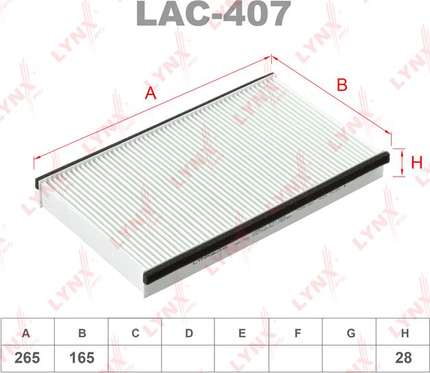 Салонный фильтр LYNXauto для Mazda Tribute I 2000-2008. Артикул LAC-407