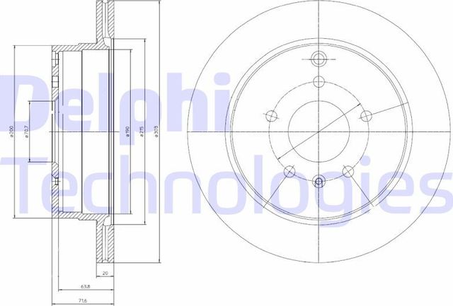 Тормозной диск Delphi задний для Chevrolet Captiva I 2006-2018. Артикул BG4069