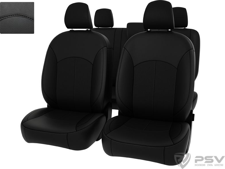 Чехлы PSV Оригинал на сидения для Renault Duster I рестайлинг 2015-2020, цвет Черный/отстрочка черная. Артикул 125777