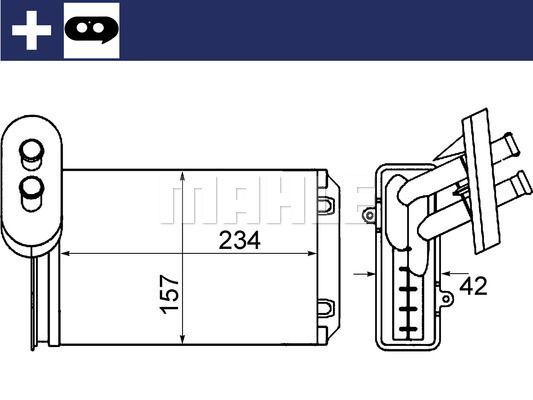 Радиатор отопителя (печки) Mahle Behr для SEAT Arosa I 1997-2004. Артикул AH 19 000S