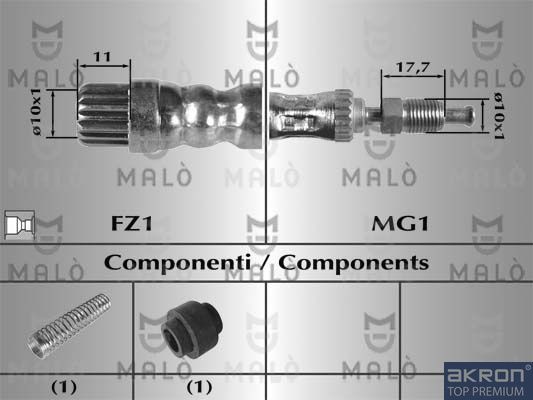 Тормозной шланг Malò передний для Peugeot 405 1987-1999. Артикул 8534