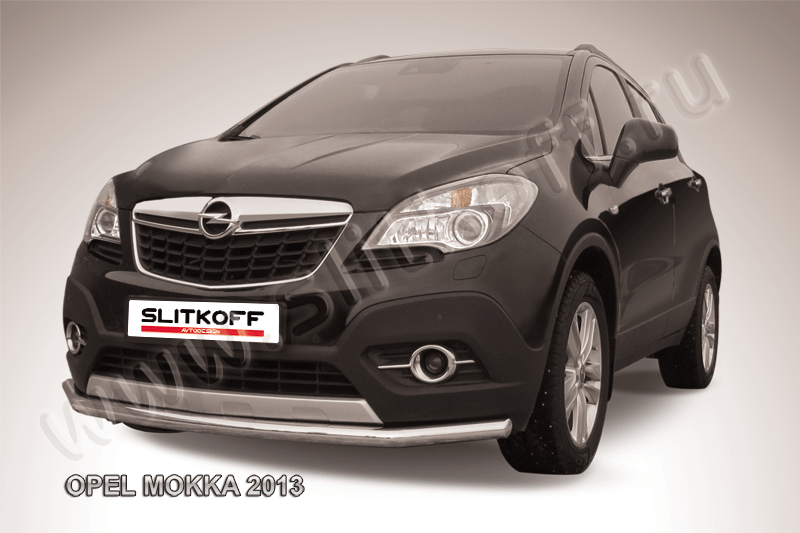 Защита Slitkoff переднего бампера d57 длинная для Opel Mokka 2013-2026. Артикул OPMOK13-003