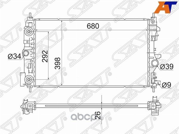 Радиатор CHEVROLET CRUZEOPEL ASTRA J 1.4T1.6T 09 (SAT). Артикул SGOP0006091R