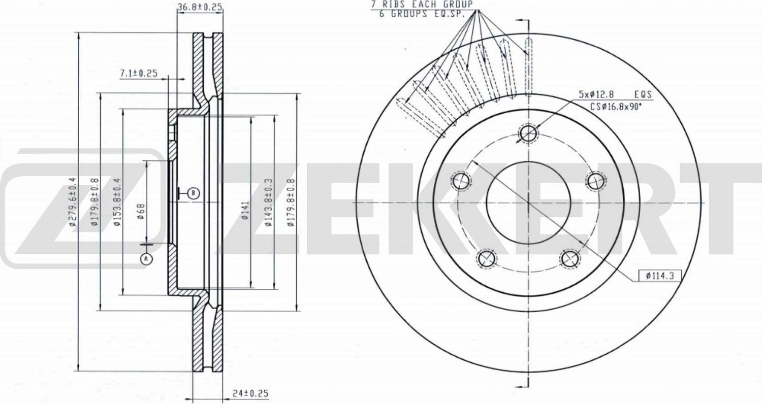 Тормозной диск Zekkert. Артикул BS-5589B