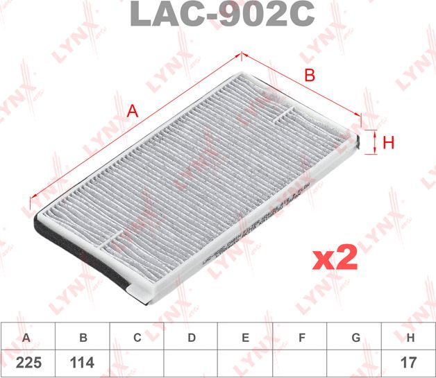Салонный фильтр LYNXauto. Артикул LAC-902C