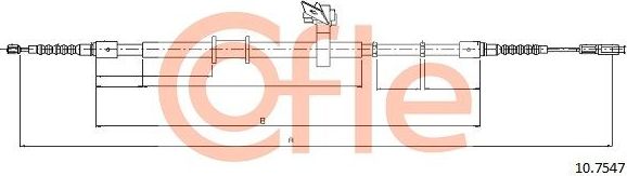 Трос ручника (тросик ручного тормоза) Cofle. Артикул 92.10.7547