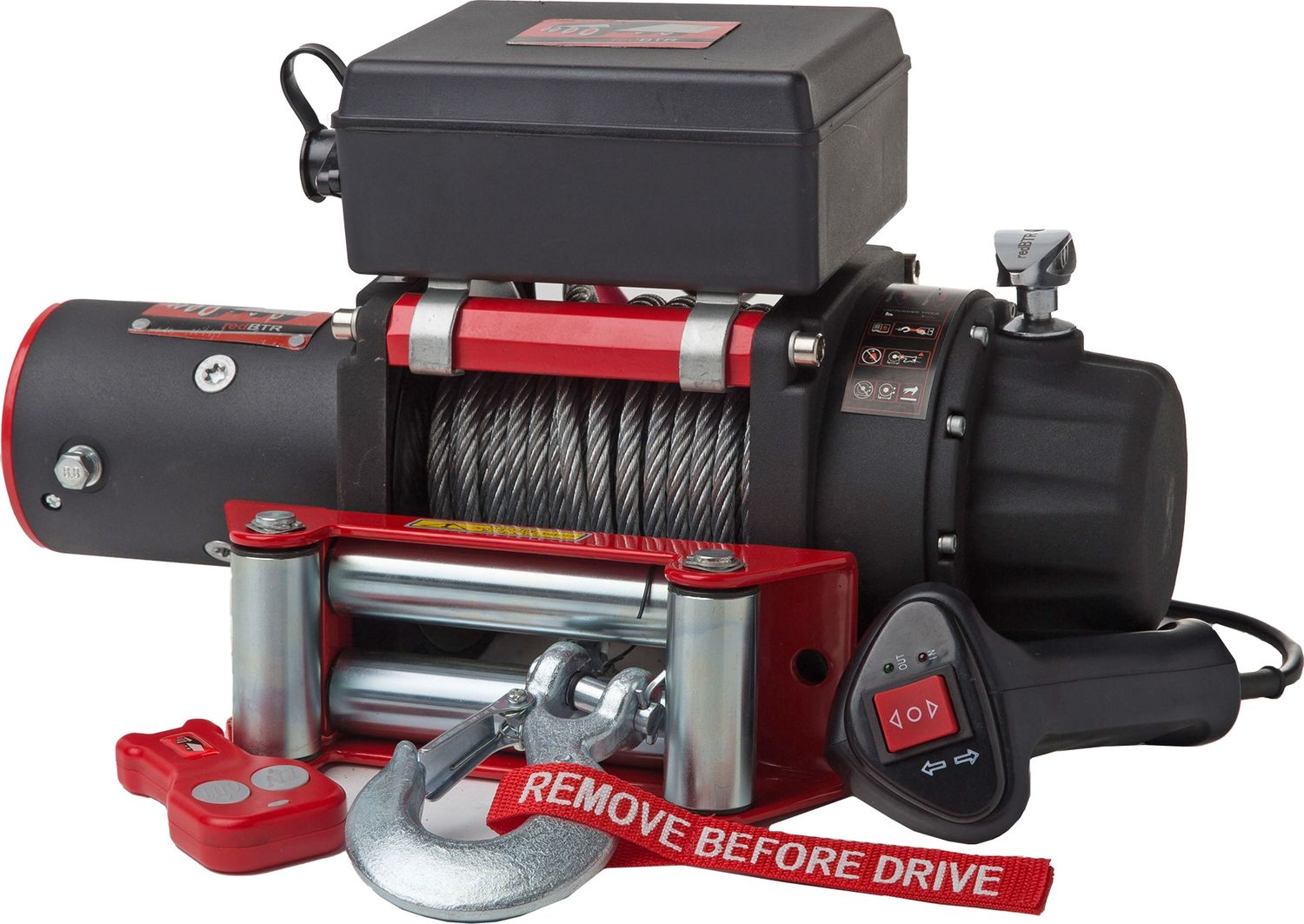 Лебёдка электрическая 12V redBTR HUNTER 6000 lbs 2720 кг (Стальной трос). Артикул 986011